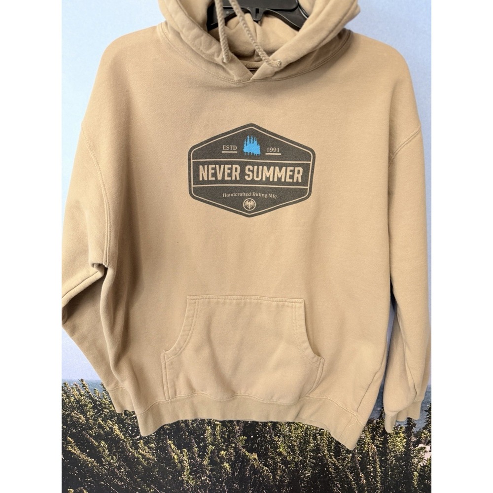 Never Summer Snowboards Vintage Logo Full Zip Gray Hoodie Heavyweight Mens Large